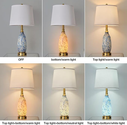 AIDENOEY 26" Modern Art Glass Table & Bedside Lamp, Stepless Dimmable Base +