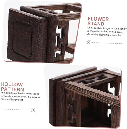 HOMSFOU Antique Chinese Decor Wood Flower Display Stand Vase Holder Decor Plant Pot Stand