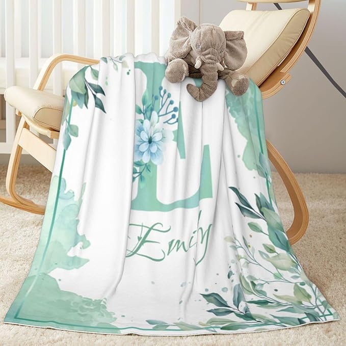 Personalized Baby Blanket with Name, Custom Baby Blanket for Kids Personalized Baby Gifts for Christmas BirthdayIn Easter Soft Flannel Infant Newborn Shower (Blue)