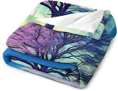 Tree of Life Blanket Arctic Tree Gifts for Girls Boys Woman Kids Aurora Borealis Lover Throw Blankets Soft Blanket Warm Fleece Flannel Plush Blankets for Bed Sofa Couch 60"x80"