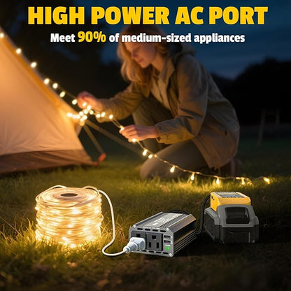 300W Power Inverter DC 20V to AC 110V Compatible with Dewalt: LIVOWALNY Battery Inverter Charger Adapter Power Converter with 2 AC & 2 USB Ports for Car, Vehicles, Laptop, Phone, String Light, Fan