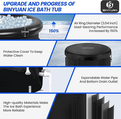 BINYUAN XL Ice Bath Tub for Athletes With Cover 99 Gal Cold Plunge Tub for Recovery, Multiple Layered Portable Ice Bath Plunge Pool Suitable for Gardens, Gyms and Other Cold Water Therapy Training