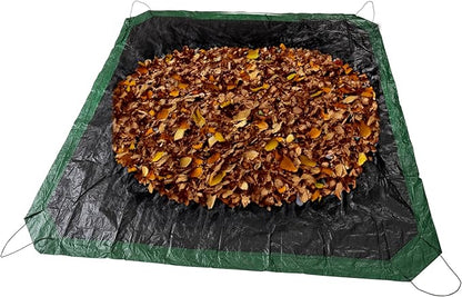 Leaf Tarp 9x9 Ft, Lawn Garden Leaf Tarp with 4 Drawstrings, Reusable Waterproof Poly Tarp Yard Waste Bags, All Purpose Protective Cover for Bikes, Furniture Cover, Tent Footprint