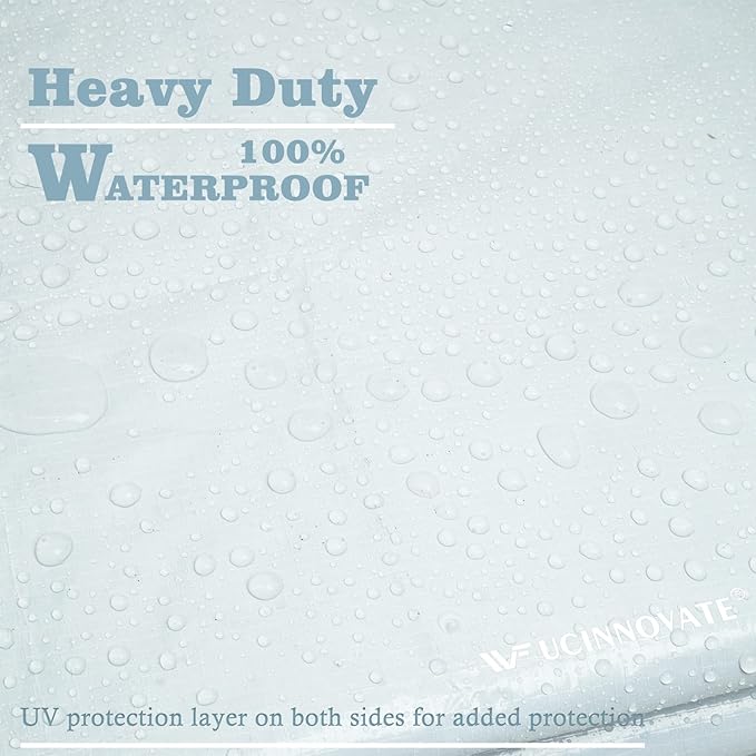 UCINNOVATE 10' x 20' Tarps 14 Mil Heavy Duty Waterproof White/Black Poly Tarp Cover, Thick Weatherproof UV Resistant Tarpaulin with Grommets, Tear Proof Large Protection Tarp for Camping Gazebo Roof