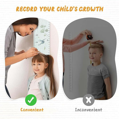 Personalized Name Growth Chart for Wall, Eucalyptus Leaves Canvas Height Chart for Kids Baby Child Toddler Boys Girls, Canvas&Wood Growth Chart for Wall Room Nursery Decor,Easy Care