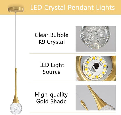Modern Pendant Lights for Kitchen Island LED Dimmable Crystal Glam Ceiling