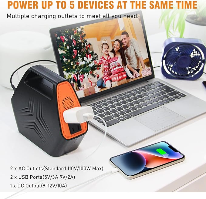 Power Bank with AC Outlet 100W Portable Power Station 26400mAh Battery Pack 97Wh Portable Outlet Charger 110V Battery Bank for Camping Emergency and Home Use