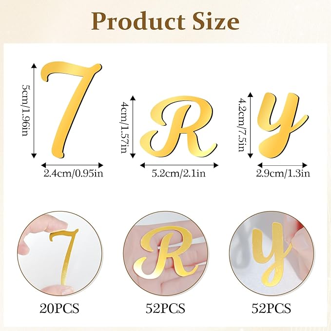 126 PCS Custom Name Cake Topper Acrylic Letters DIY Personalized A-Z & 0-9 Number Alphabet Cake Decoration For Wedding Anniversary Baby Shower Party Birthday Supplies（Gold）