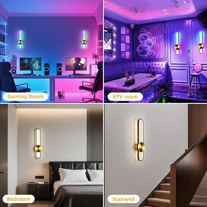 JAYMP RGB Modern Wall Sconce Dimmable Remote Control LED Wall Light Fixture