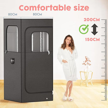 Adamson Full Size Portable Steam Sauna - Indoor Sauna Tent for Home Spa Relaxation - Boost Health and Recovery - 2.6L 1000W Steamer - Chair - Remote - Foot Massager - New - Nylon Black