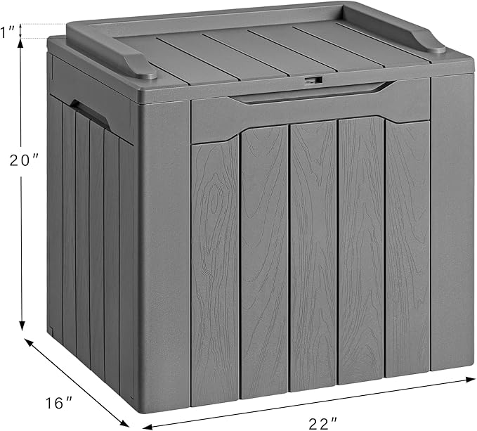 Devoko 30 Gallon Resin Deck Box Outdoor Indoor Waterproof Storage Box for Patio Furniture Pool Accessories Storage for Cushion Garden Tools (30 Gallon, Grey)