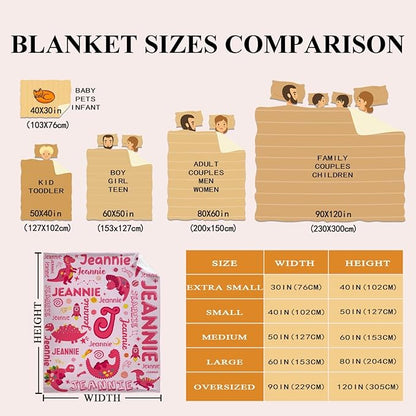 Dinosaur Lover Astronaut Personalized Blanket with Name Custom Pink Dinosaur with Name Flannel Blanket Soft Throw Meaningful Gift for Toddlers Girls Boys Kids Pets 80 * 60" L for Adult