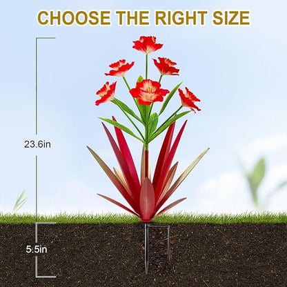 Homight Metal Agave Plant Outdoor Decoration Outdoor Garden Decoration Daffodils Flowers Mexican Yard Art Daffodils Flowers Decorative Garden Gift (2 Big red Daffodil)