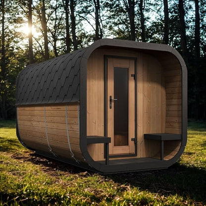 Model CL12GCP, Cube-Series Outdoor Home Sauna Suite Kit, Up to 8 Persons (Sauna Heater and Sauna Stones Included) (Drop 9 WiFi - White)