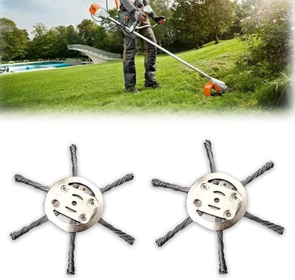 2025 New Steel Wire Grass Trimmer Head, 6 Inch Universal Steel Wire Trimmer Head with Adapter, String Trimmer Replacement Head for Electric Cordless Lawn Mower Tray (2PCS 6 Blades（6 Inch）)