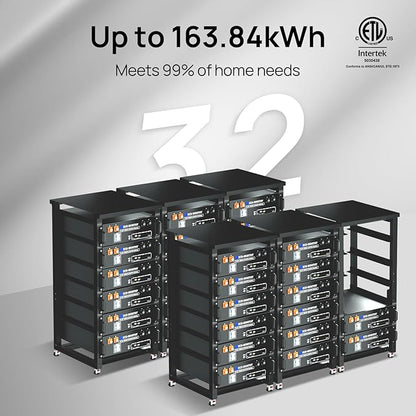 ECO-WORTHY 5KW Off Grid Solar System Complete Kit 12PCS 195W Mono Solar Panel (2340W) +1 * 48V 5KW Off-Grid Inverter + 1 * 51.2V 100Ah Server Rack Whole House Storage LiFePO4 Lithium Battery