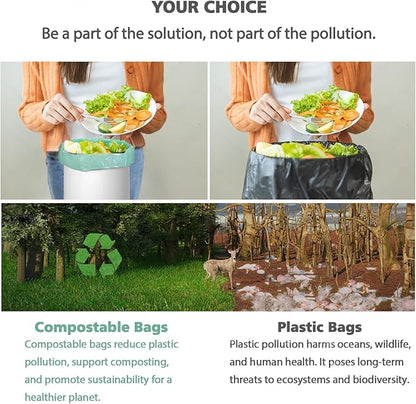 1.2 Gallon Small Trash Bags Garbage Bags, AYOTEE Mini Compostable Strong Bathroom Wastebasket Can Liners trash Bags for Home Office Kitchen fit 5L,5 Liter,1 Gal,Green