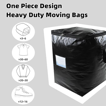 3 Pack Extra Large 91L Heavy Duty Moving Bags – Waterproof Foldable Storage Totes with Reinforced Handles for Clothes, Blankets, Bedding, Pillows, Toys & Christmas Decorations
