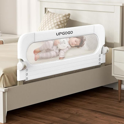Folding Bed Rail for Toddlers,Baby Bed Rail Guard with Reinforced Anchor Safety System,Fit Bunk,Full Size,Queen,King,Twin(White,43"x23.6")
