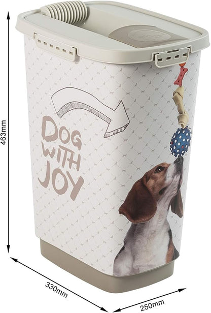 Rotho, Cody, Animal Feed Container 25 l, Plastic (PP) BPA-Free, Anthracite/White, 25l (33,0 x 25,0 x 46,3 cm)