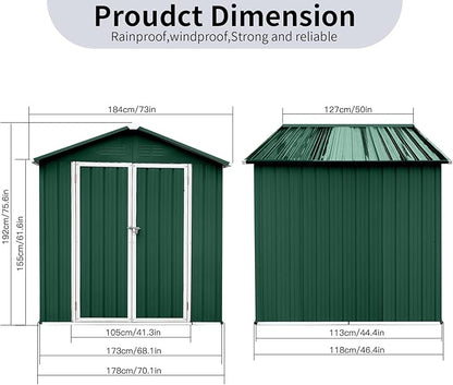 6FT x 4FT Outdoor Metal Storage Shed, Apex Roof Garden Shed with Durable Steel Construction – Weather-Resistant Tool Shed for Backyard, Patio & Lawn (Lockable, Easy Assembly)