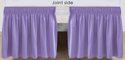 Biscaynebay Wrap Around Bed Skirts for Queen Beds 15" Drop, Lavender Adjustable Elastic Dust Ruffles Easy Fit Wrinkle & Fade Resistant Silky Luxurious Fabric Machine Washable