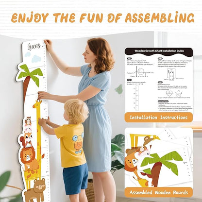 Personalized Name Growth Chart for Kids, Zoo Kids Growth & Measuring Chart in Inches, Fun & Stylish Height Tracker for Children, Growth Ruler