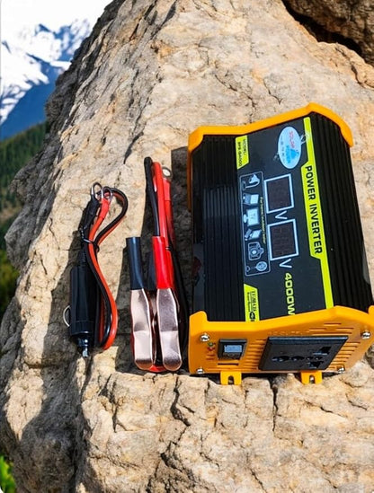 High-Power 4000W DC to AC Power Inverter – 12V to 110V/220V Converter with Dual USB Ports, Universal AC Outlet, LED Display for Cars, Trucks, RVs, and Home Backup