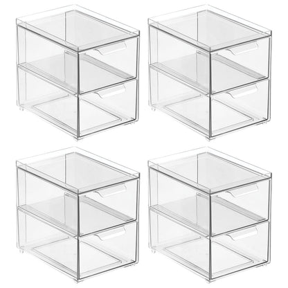 Stackable Storage Containers Box with 2 Pull (4 Count)