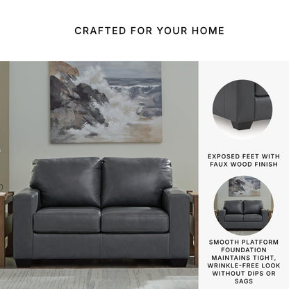 Blue Small Leather Loveseat with Faux Leather