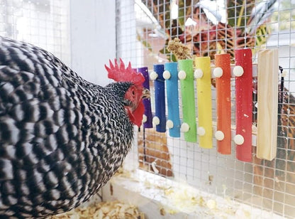 Vehomy Chicken Xylophone Toy for Hens Wood Xylophone Toy with 8 Metal Keys Chicken Coop Pecking Toy Chicken Coop Pecking Toy