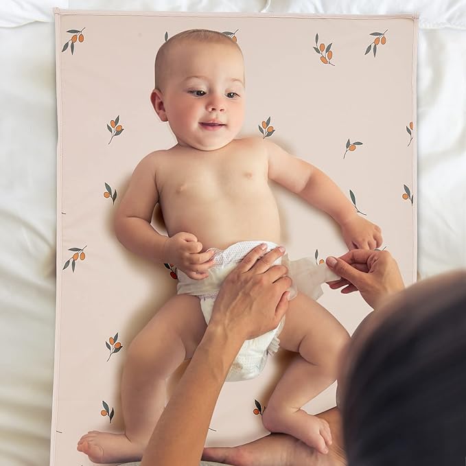 Vegan Leather Baby Changing Mat - Wipeable Portable Changing Pad, Foldable Travel Changing Mat for Baby, Newborns Toddlers Shower Gifts (Branch,20"*28")