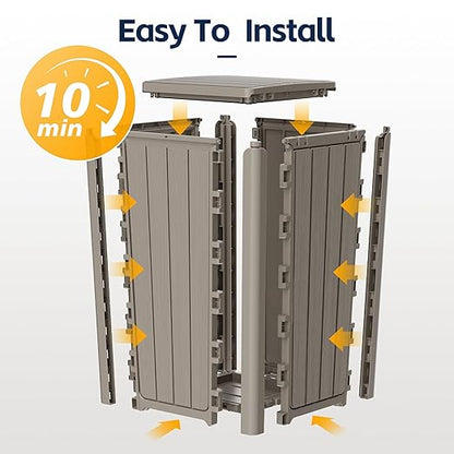 Outdoor Trash Can 23 Gallon Garbage Can with Lid Waterproof Resin Garbage Patio Waste Bin for Garden, Backyard, Deck,Gray