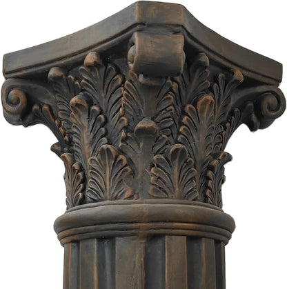 OUTOUR Exquisite Magnesium Oxide Corinthian Greek Column Pillar with Stand Base Pedestal for Indoor Outdoor Garden Pedestals Backyard Courtyard Patio Office Decor23.8’’High,Dark Bronze