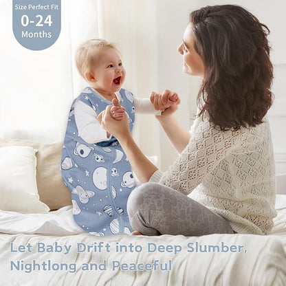 Baby Sleep Sack 6-12 Months,100% Cotton TOG 0.5 Wearable Blanket for Boys and Girls, 3 Pack 2-Way Zipper Lightweight Sleeping Bags for Toddler Newborn Infant