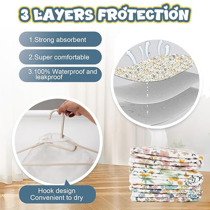 Baby Diaper Changing Pad – 31.5" x 21.5" Extra Large Waterproof Absorbent Portable Changing Mat, Reusable Changing Pad Liner for Travel or at Home Use(Floral1)