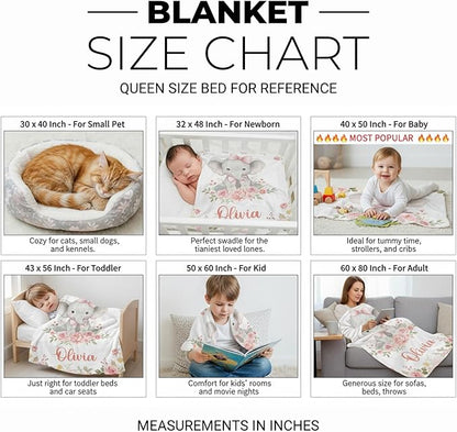 Personalized Baby Blanket for Boys Girls, Custom Name Blanket with Name, Printed in USA, Soft Blankets for Newborn, Customized Gifts for Baby Shower Birthday Christmas, Ship Next Day