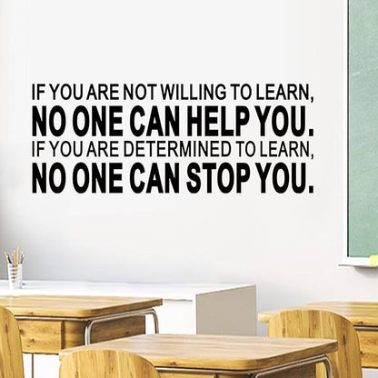 Inspirational Quotes Wall Decals for Office: Motivational Positive Workplace Vinyl Art Wall Stickers - School Classroom Home Wall Decor - If You are Not Willing to Learn 41"X16"