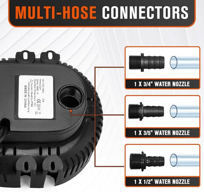 Sump Pump,Pool Cover Pump above Ground,submersible water pump Swimming Water Removal Pumps,for Swimming Pool Basement Garden Pond Tubs Draining,75W,Max Flow:850GPH,3 Adapters,25 Ft Power Cord (Black)