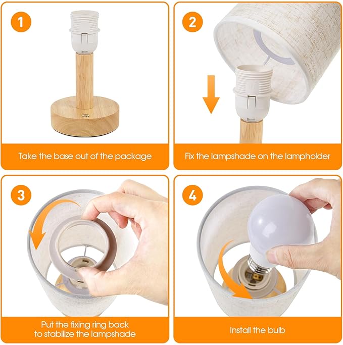 Small Cordless Touch Bedside Table Lamps Set of 2, Minimalist Dimmable