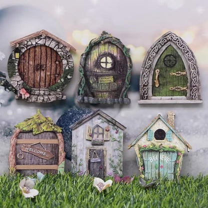 Whimsical Miniature Fairy Door - Handcrafted 3D Mini Woodland Portal Tree Accessory for DIY Garden Landscapes, Terrarium Decor & Collector's Fantasy Displays（Pink Streak ）