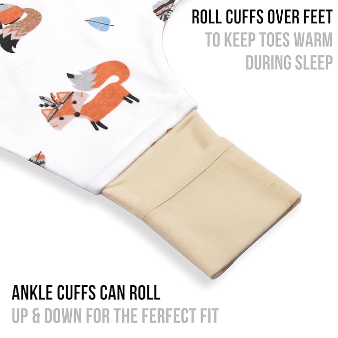 Mama Cheetah Toddler Sleep Sack with Feet 4T-5T, 0.5 TOG Organic Cotton Baby Wearable Blankets with Legs, Baby Sleeping Bag for Walkers, Early Walker X-Large