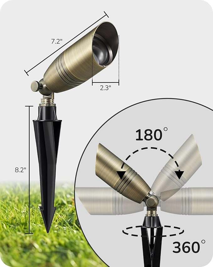 EDISHINE Solid Brass Landscape Spotlights, 12V LED Low Voltage Landscape Lights