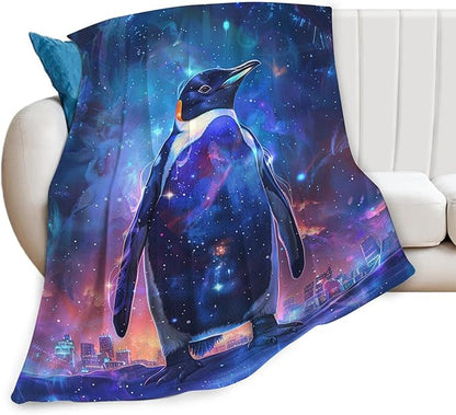 Tijuboni Penguin Throw Blanket Penguin Gifts for Girls Boys Women Men Kids Adults Soft Flannel Fleece Blanket for Couch Sofa Bed Home Decor 50"x60"