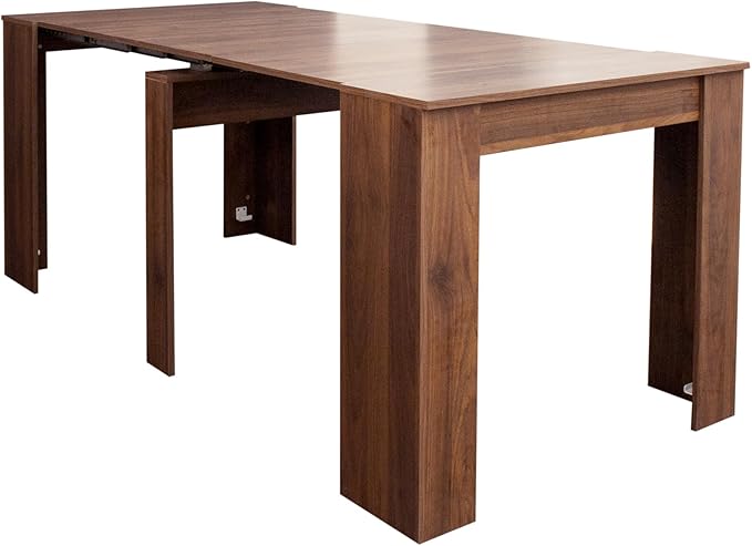 118" Extendable Dining Table for 6-10 Person, Wooden Folding Narrow Dining Room Table, Farmhouse Extendable Console Table for Gatherings, Meeting, Dining Office Areas Walnut