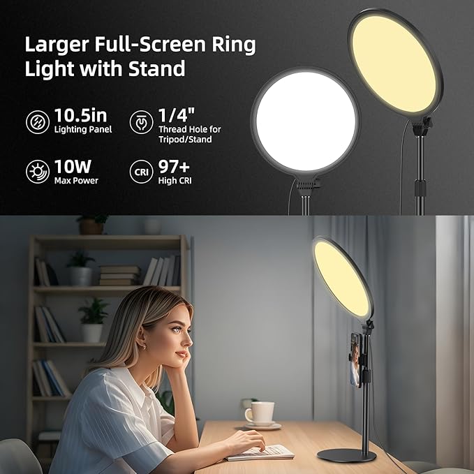 10.5in LED Desk Ring Light, Video Conference Lighting