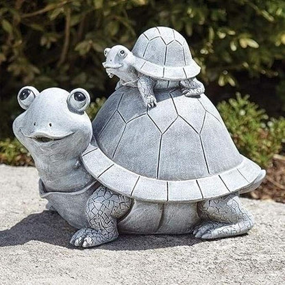 Roman Garden - Turtle and Baby Statue, 7" H, Pudgy Pals Collection, Resin and Dolomite, Decorative, Garden Gift, Home Outdoor Decor, Durable, Long Lasting
