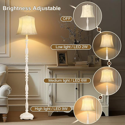 Scenekoy Rustic 66” Wash White Floor Lamp