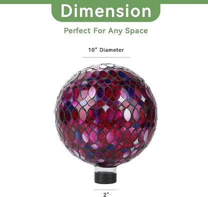 Lily's Home Colorful Mosaic Glass Gazing Ball, Designed with a Stunning Holographic Petal Mosaic Pattern to Bring Color to Any Home and Garden, Red, Blue & Purple (10 Inches Dia.)