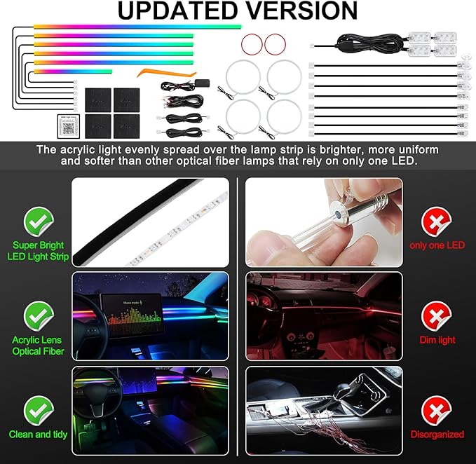 Dreamcolor Acrylic Interior Car LED Strip Light